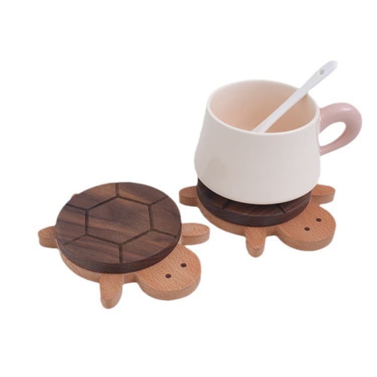 Cross-border Cute Universal Coaster Set Tea Tray Tabletop Anti-scald Turtle Heat Insulation Pad Walnut Solid Wood Coaster