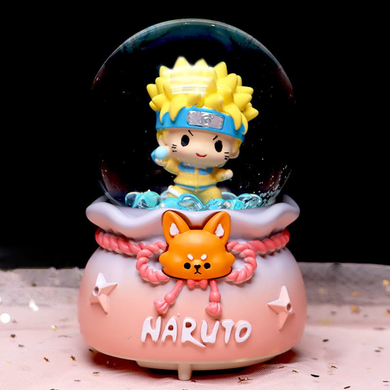 Anime Naruto Crystal Ball Music Box Cute Kawaii Naruto and Sasuke Glowing Small Gift