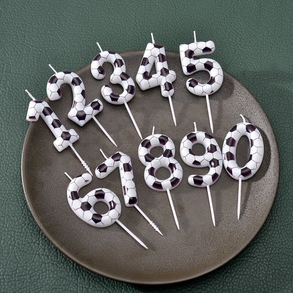 Cross-border Soccer Football Theme Number Candles World Cup Football Event Celebration Theme 0~9 Birthday Candles