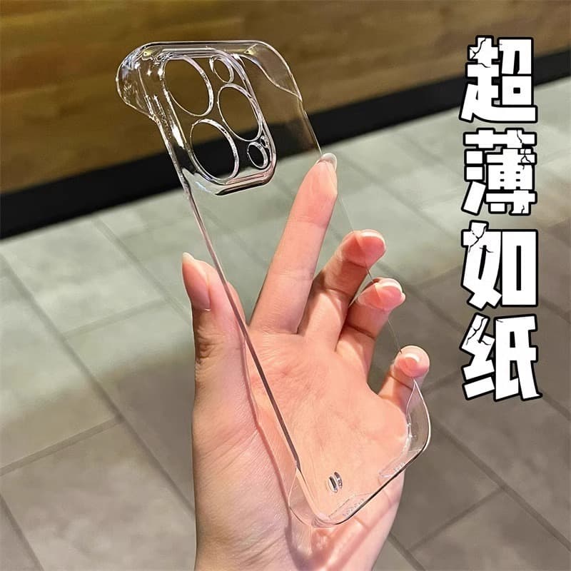 For iPhone 15 Transparent Pc Frameless Phone Case 14 Protective Cover 12mini Precision Hole 16promax Durable Protective Shell