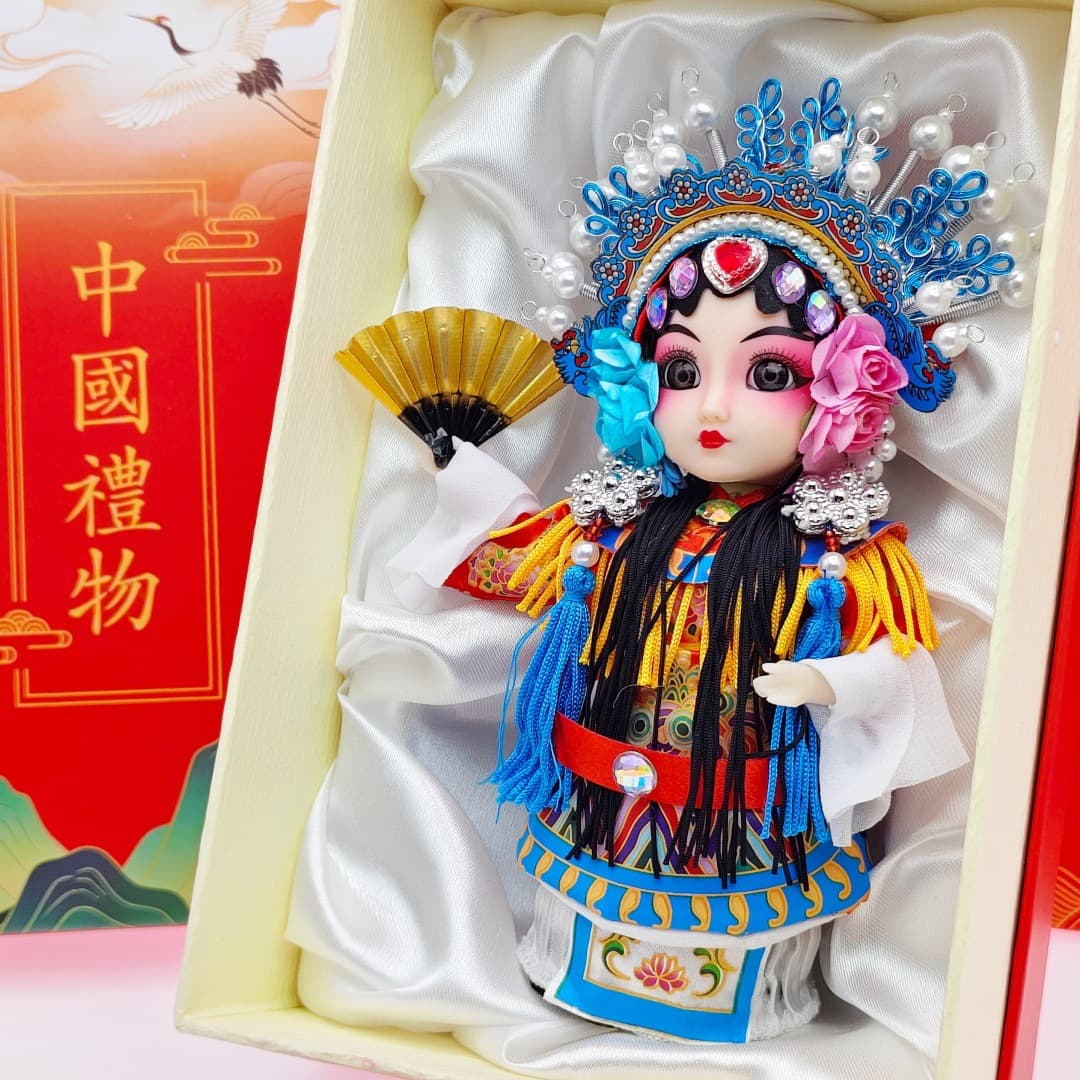 Chinese Gift Traditional Chinese Opera Doll Peking Opera Handmade Puppet Desktop Ornament Gift Box Holiday Gift Decoration