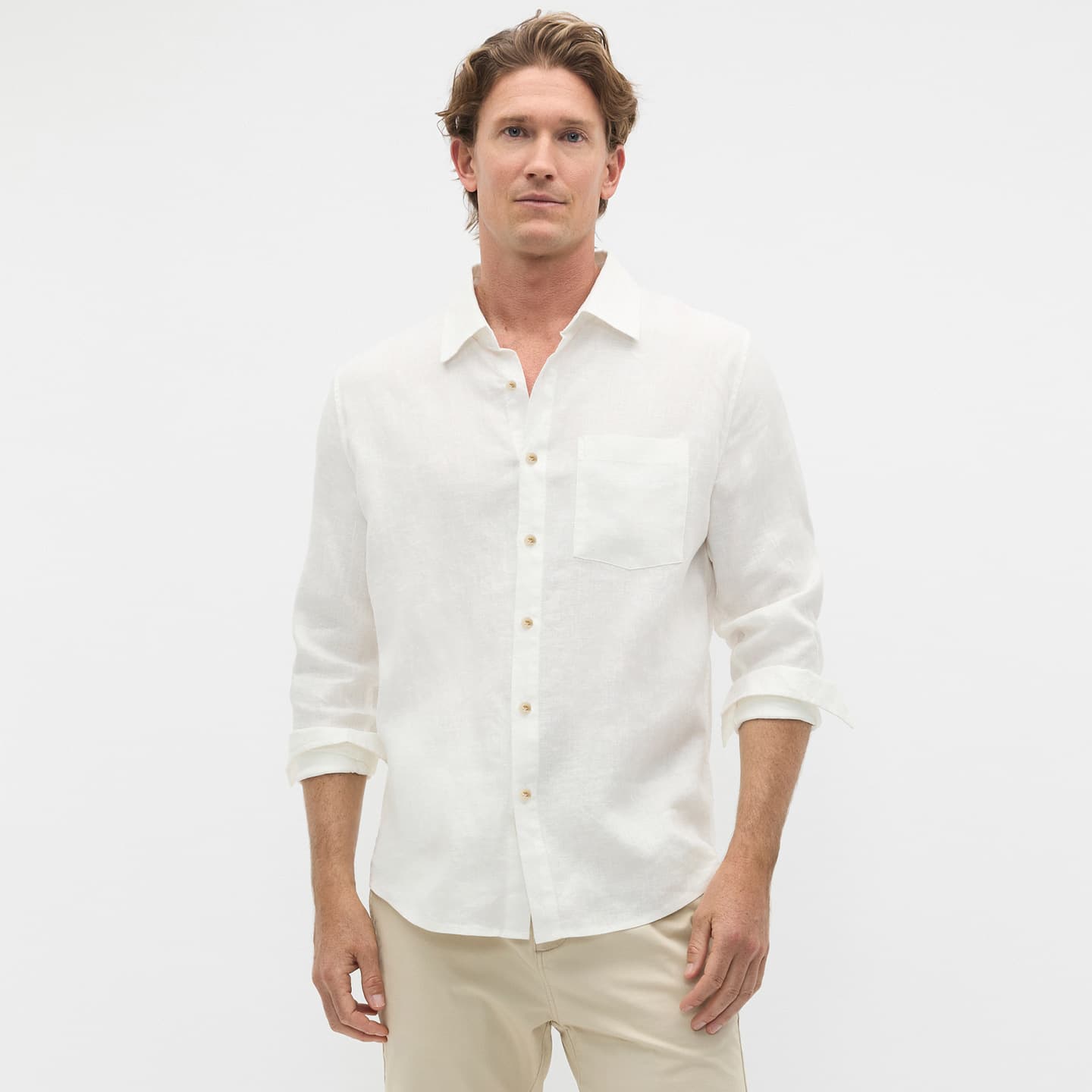 Old Money Style Lyocell Linen Casual Shirt 2026 Model European and American High-End Commuter Turn-Down Collar Pocket Long-Sleeve Shirt for Men