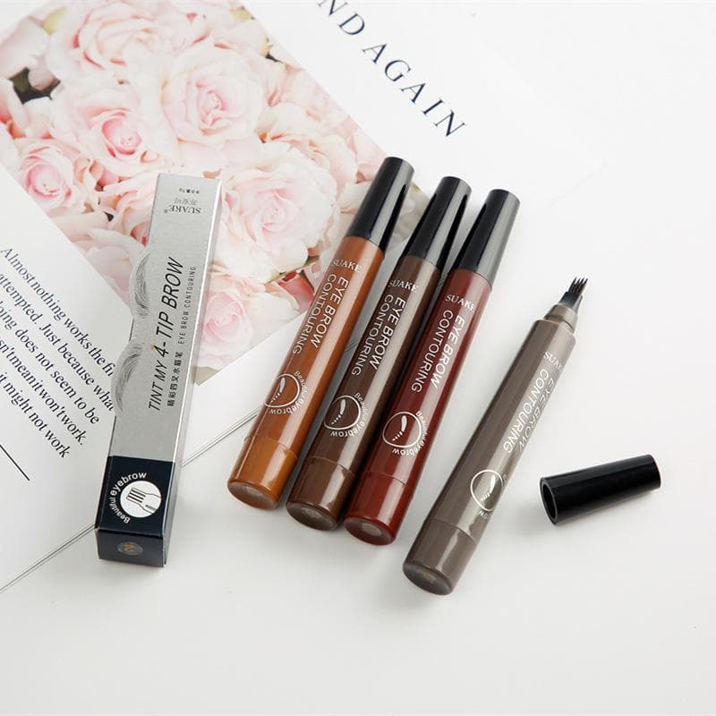 Four-pronged eyebrow pencil, long-lasting, smudge-proof, waterproof, sweatproof, and fade-resistant. Wholesale four-pronged eyebrow pencils.