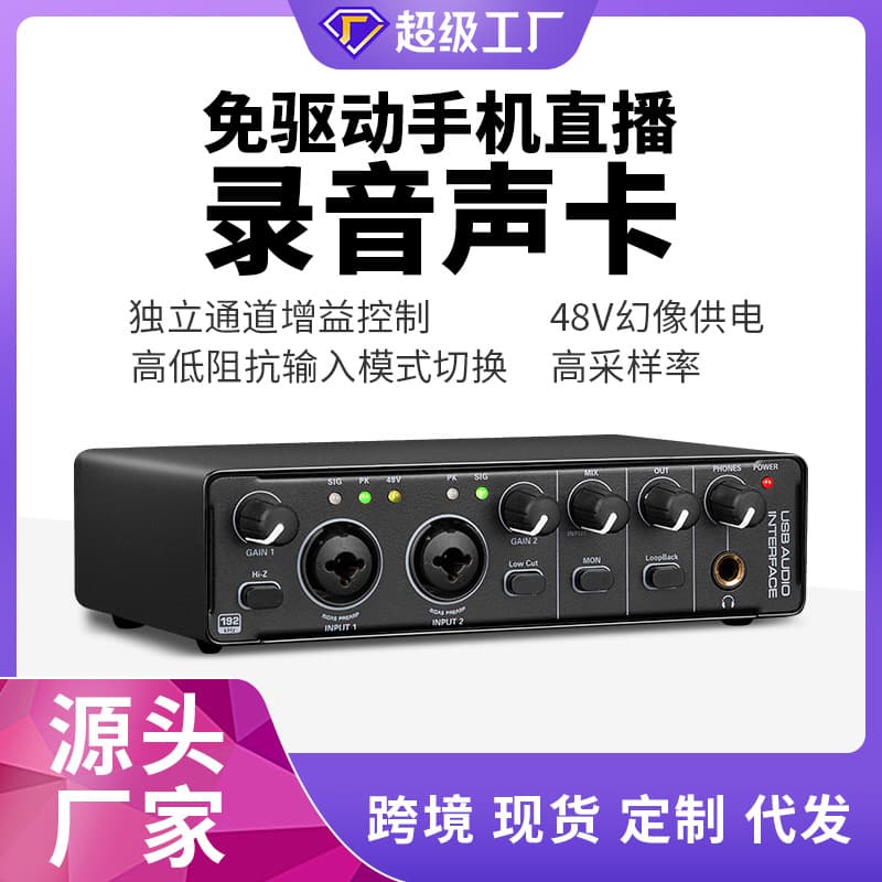 Small External Professional Sound Card USB Computer Driver-Free Sound Card for Live Recording, Karaoke, Instrument Arrangement, and Mixer