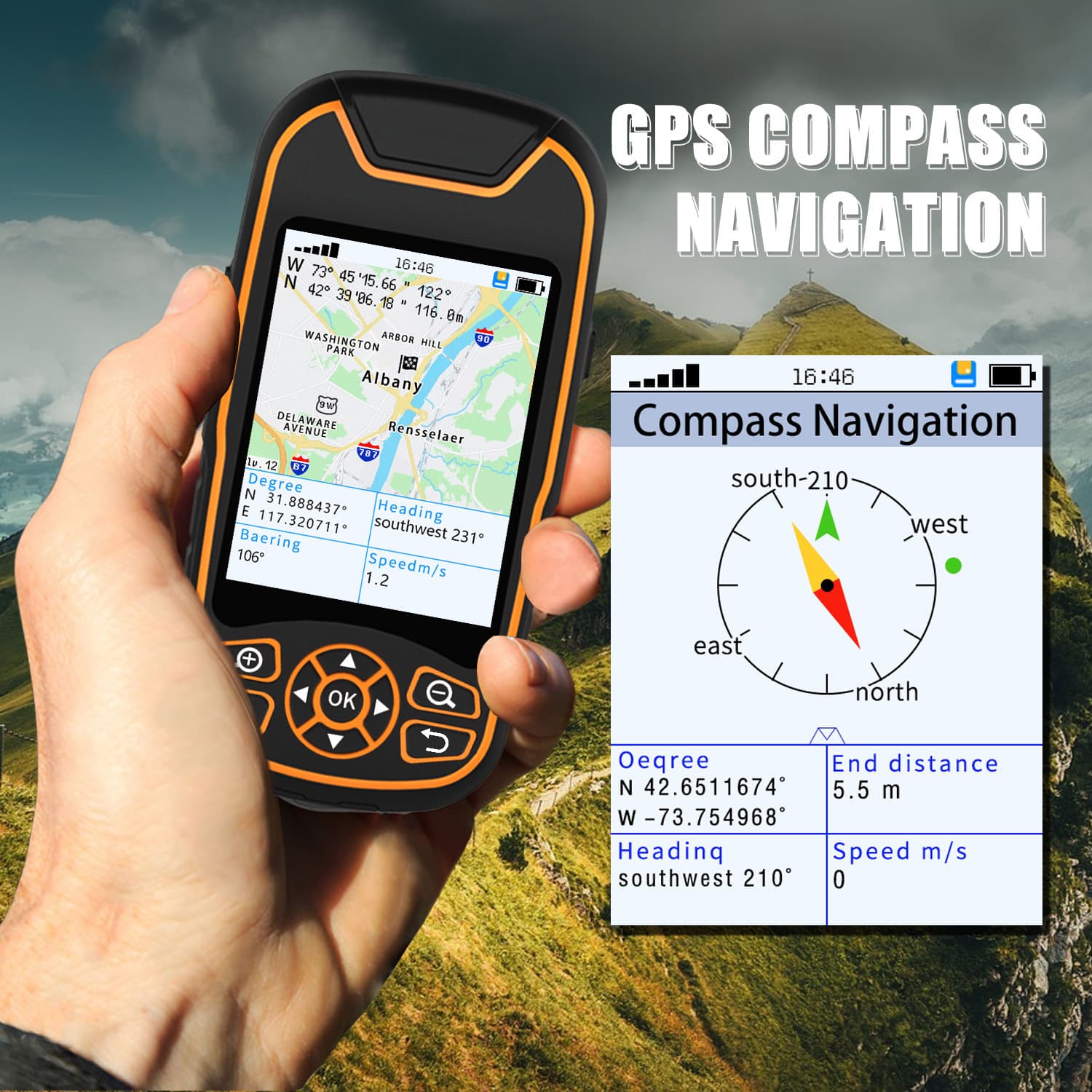 Handheld GPS Navigator Portable Hiking GPS A8 English version handheld GPS