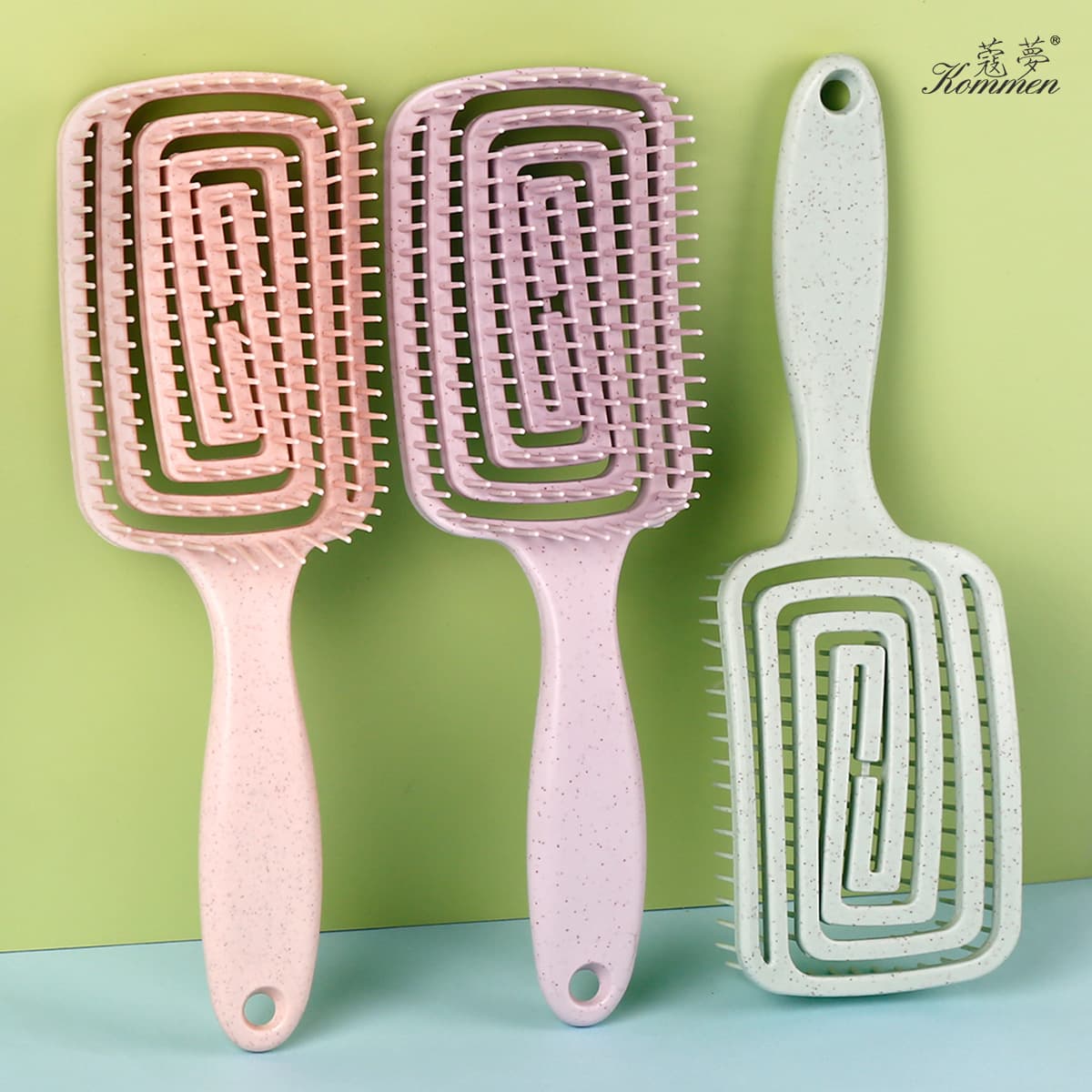 Cross-border Paperclip Comb, Wet and Dry Use, Volumizing Styling Comb, Hollow Comb, Mosquito Coil Integrated Comb, Straw Color Massage Comb