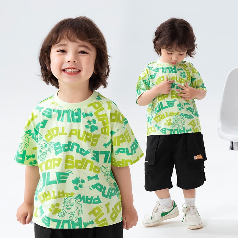 PAW Patrol Kids Printed Short-Sleeve T-Shirt 100% Cotton Baby Top 2025 New Children's Summer Wear Wholesale