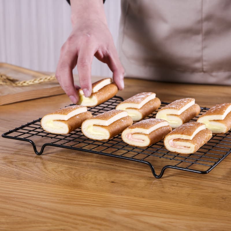 Thickened bread cake cooling rack with small grids, black non-stick, various sizes, grilling mesh sheets, cooling and heat dissipation net