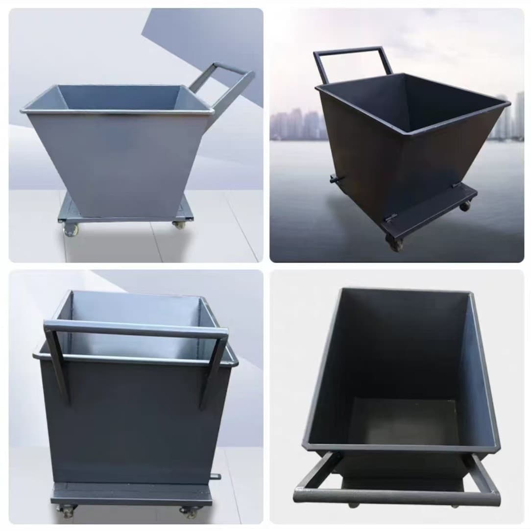 Heavy-duty scrap iron chip truck tipping bucket type collecting waste slag box industrial iron chip car iron cutting car flipping chip collecting iron slag truck