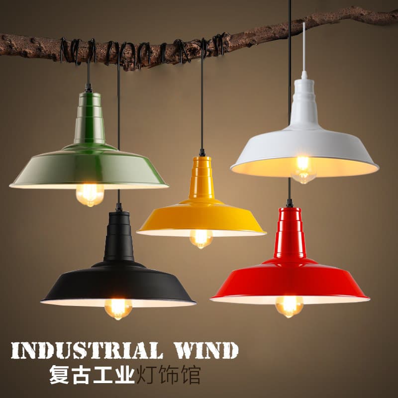 American Retro Coffee Shop Bar Counter Pendant Light Creative Personalized Single-head Iron Industrial Style Pot Lid Dining Room Small Pendant Lamp