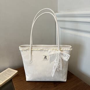 Handbag 2026 New Lace Trim Commuter Tote Bag, Large Capacity Handbag Shoulder Bag Fashion Underarm Bag
