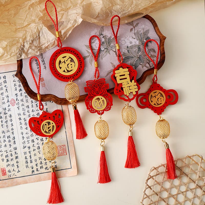 New Year Bonsai Decoration Flower Tree Chinese Knot Wood Sign Small Pendant Listing Shopping Mall Property Annual Meeting Event Layout Decoration