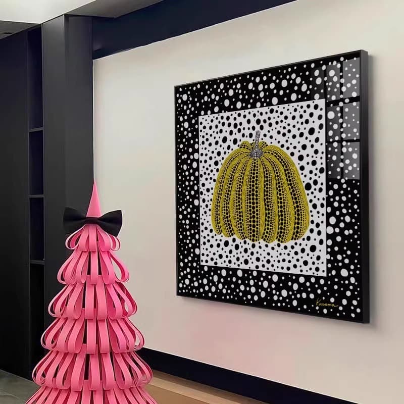 Yayoi Kusama pumpkin decorative painting light luxury restaurant entrance hanging painting high-end living room bedroom silk scarf polka dot mural