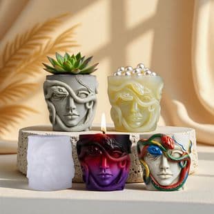 YinDian Medusa Scented Plaster Cup Mold DIY Resin Storage Cup Flower Pot Ornament Silicone Mold