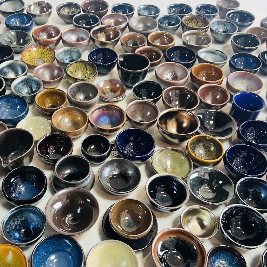 Slightly Imperfect Jian Zhan Does Not Affect Use, Jianyang Jian Kiln Jian Zhan Original Ore Glaze Handmade Tea Zhan, Colorful Tea Cup Tea Set