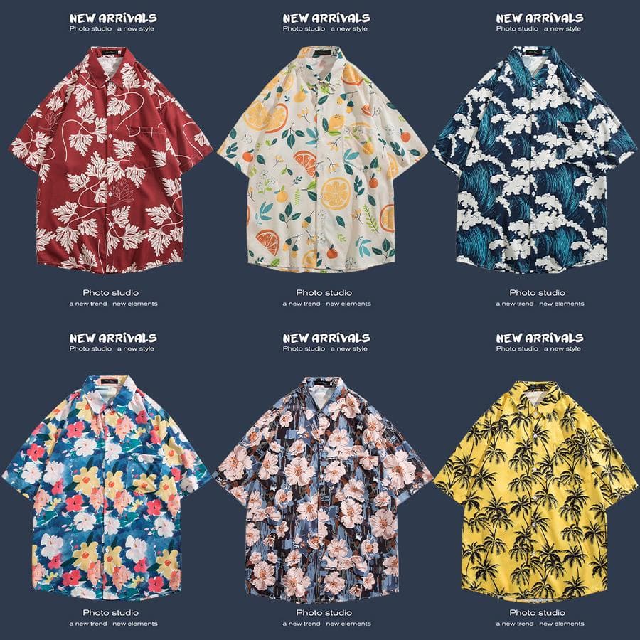 Short-Sleeve Floral Shirt Hainan Island Beach Hong Kong Style Sanya Summer Cool Thailand Travel Men Couple Casual Loose Jacket