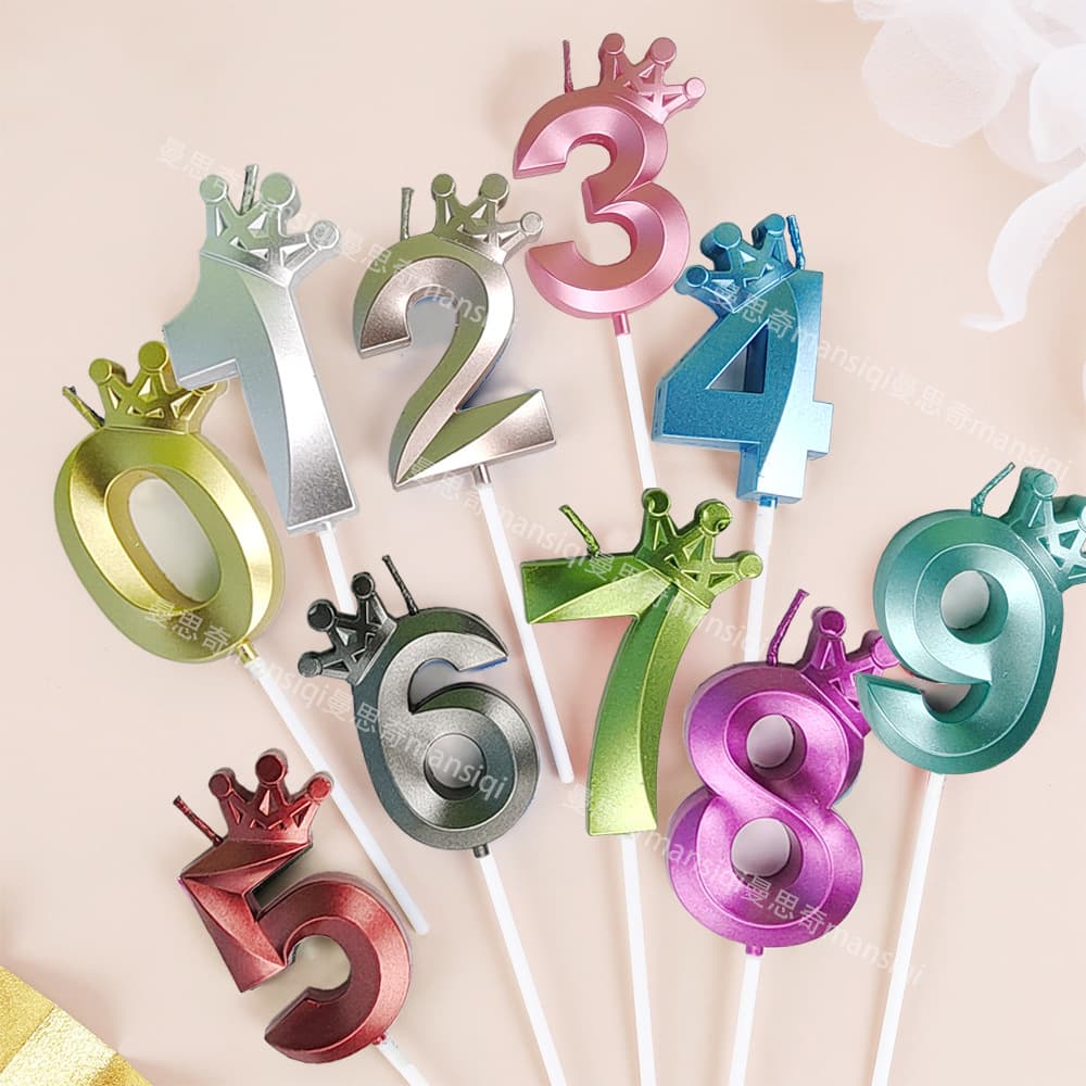 Genuine New Cross-border Crown Digital Candle Amazon Age Birthday Candle Crown Color Party Decorations
