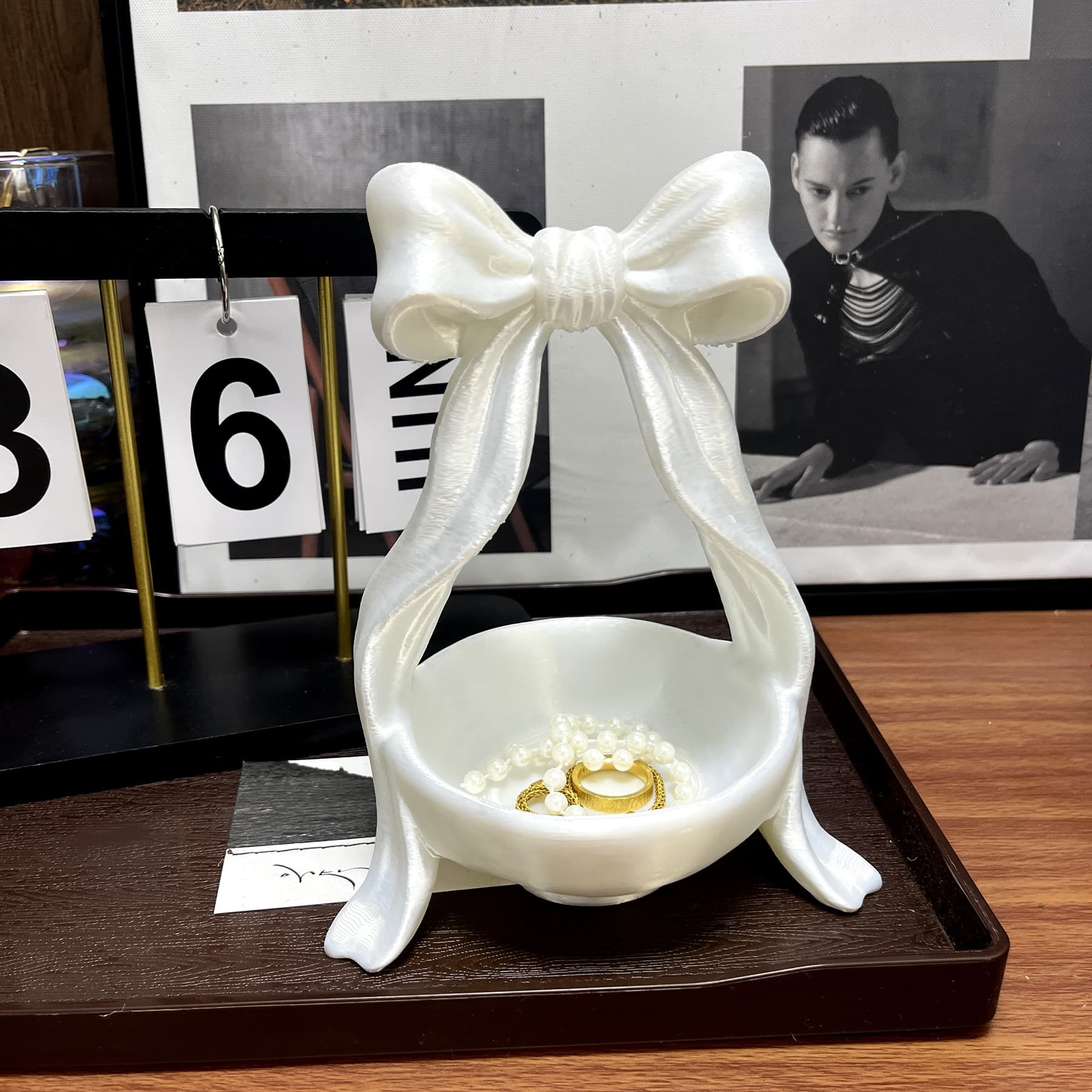 Postmodern Luxury 3D Printed Bow Decorative Storage Tray Home Decor Girly Storage Box