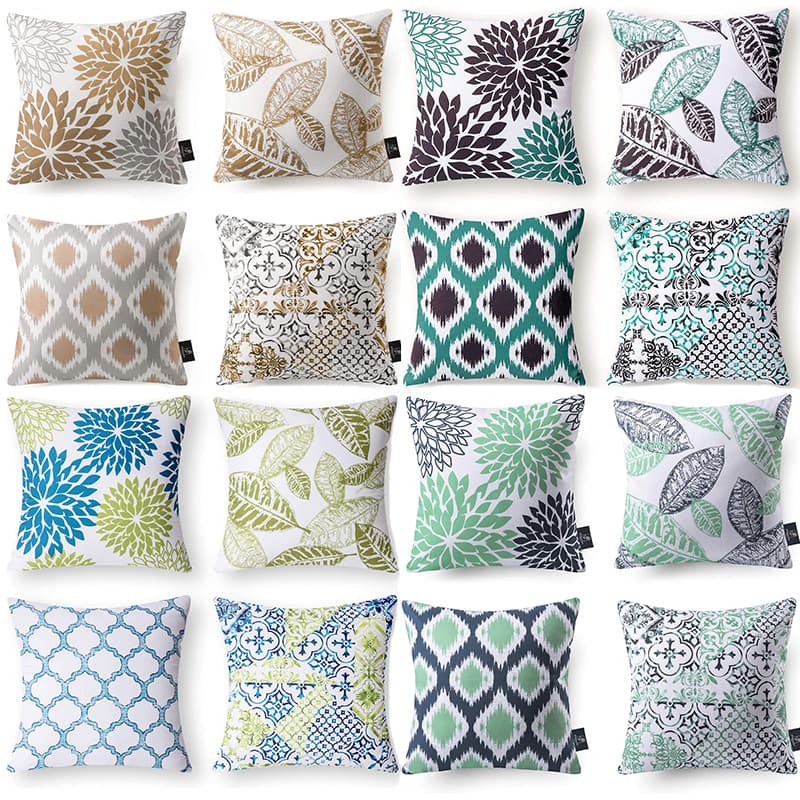 Cross-border Hot Seller Simple Geometric Print Abstract Floral Linen Pillowcase, Peach Skin Sofa Cushion Cover