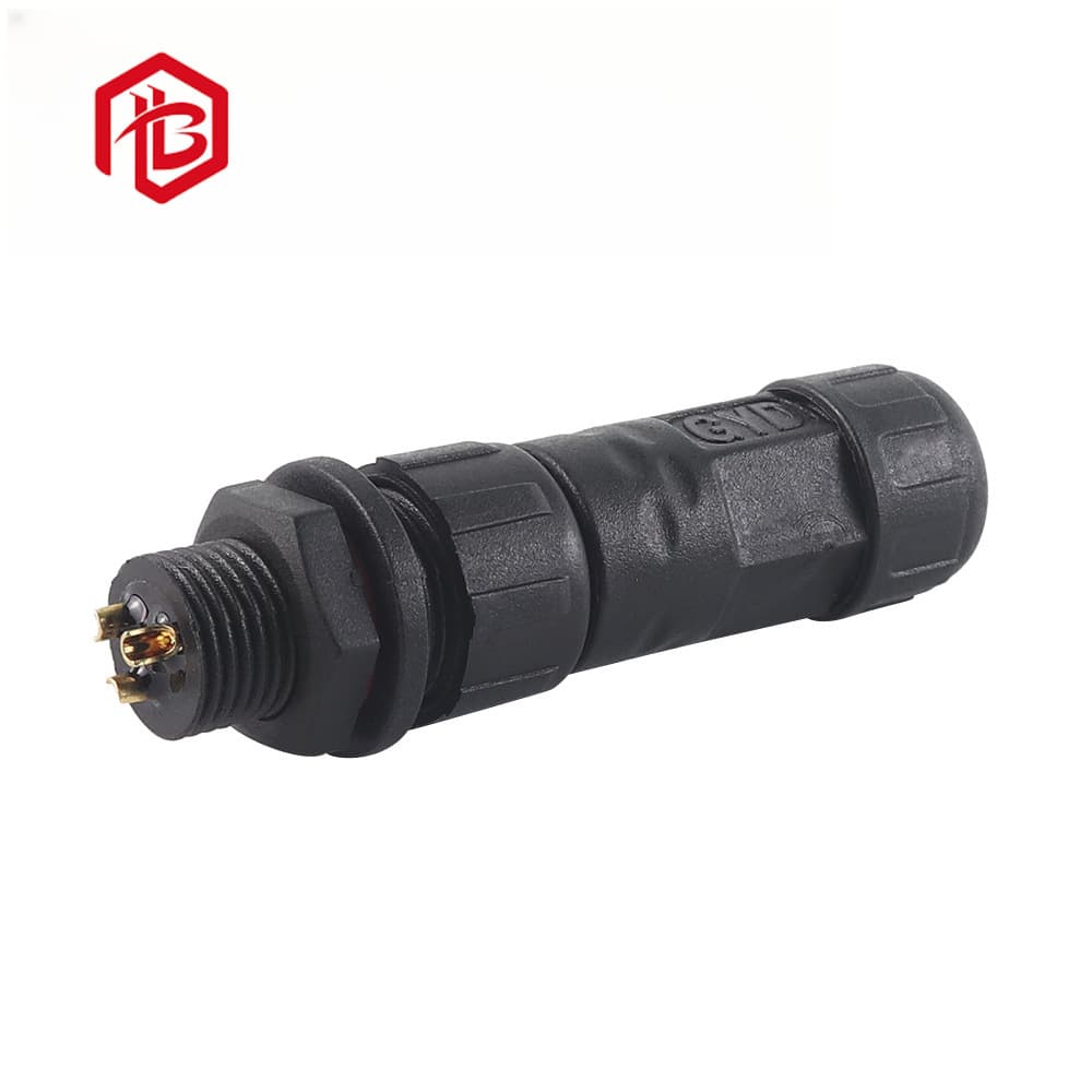 Nylon M12 panel-mount street light plugs, outdoor display signal cables, IP68 monitor signal cables