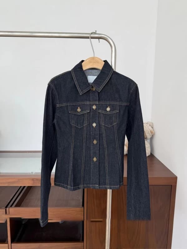 Vintage Slimming Regular Shoulder Short Denim Jacket for Women, Spring/Autumn New Loose Fit Petite Advanced Sense Versatile Jacket