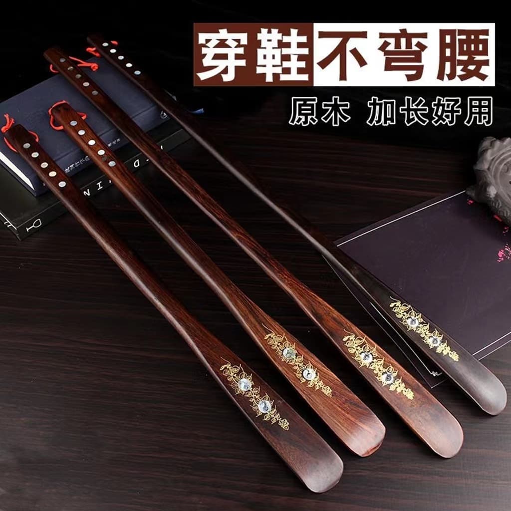 Long Handle Wooden Cuckoo Chicken Wing Shoe Horn Home Use Lazy Person Shoe Drawer Wooden Craftsmanship Traditional Shoe Puller