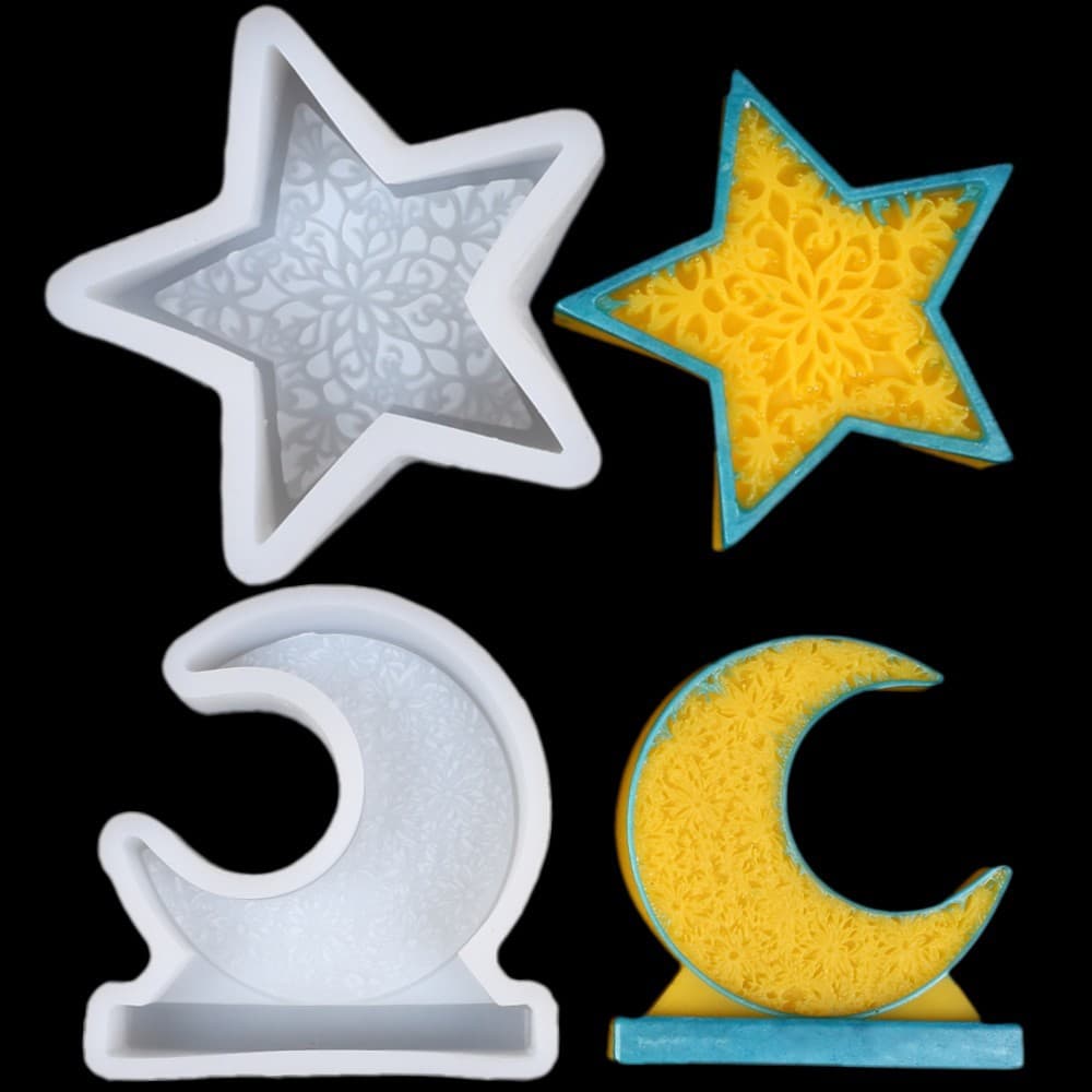 DIY Chocolate Cake Decoration Baking Mold Moon Star Ornament Scented Candle Plaster Silicone Mold Resin Mold