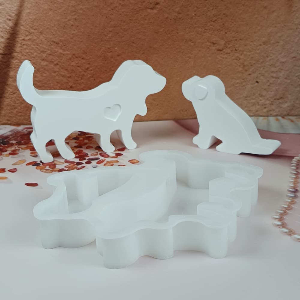 S1648 Large and Small Dog Set Ornament Decoration Cement Plaster Mold DIY Silicone Mold