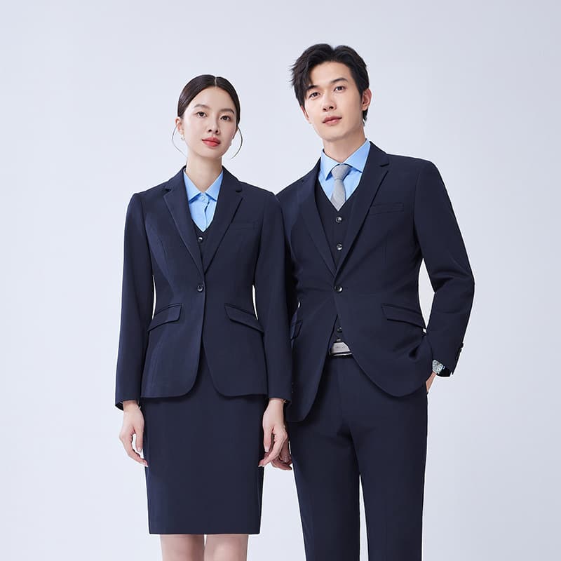 Premium Navy Stretch Suit Set for Men and Women, Business Formal Wear for Bank Managers, Leaders, and CEOs, Blazer