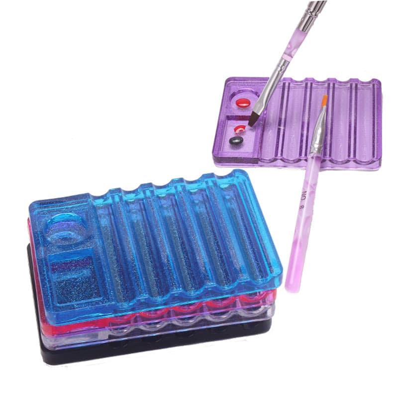New Japanese-style manicure multi-purpose pen holder 5-grid pen holder with color palette, nail art pen blending pen placement tool