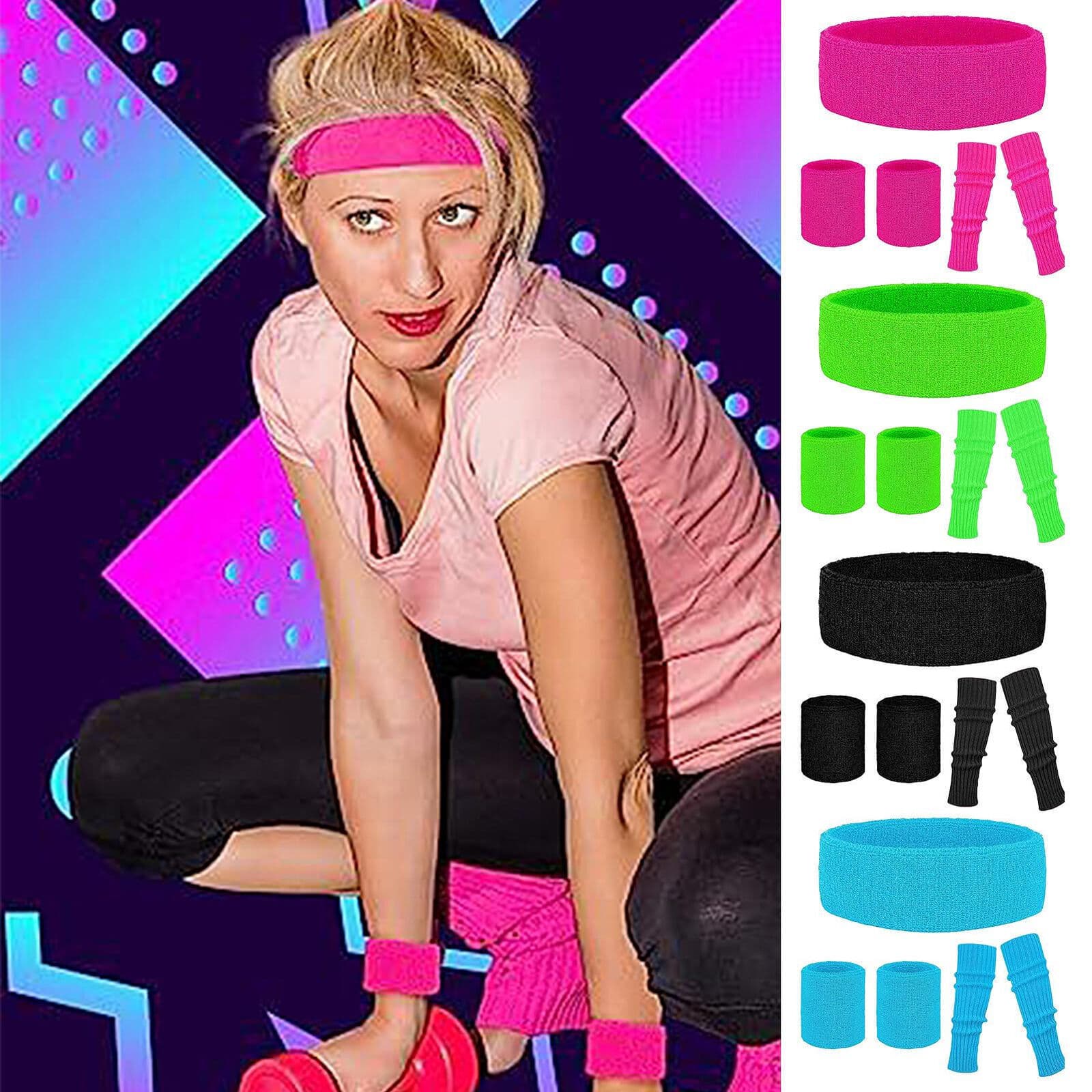 80s Party Accessories: Legwarme Retro Sports Headband Wristbands, Leg Wardrobes, and Foot Wardrobe Set