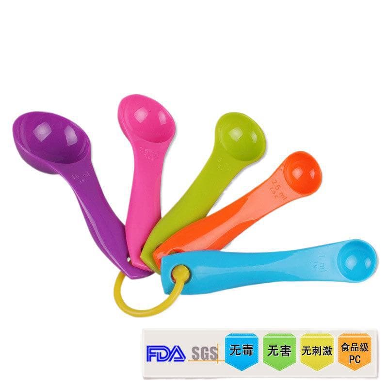 Factory Wholesale No.1 Rainbow Measuring Spoon 5-Piece Set Baking Tools Rainbow Kitchen Measuring Spoon Set Cross-Border Hot Sale