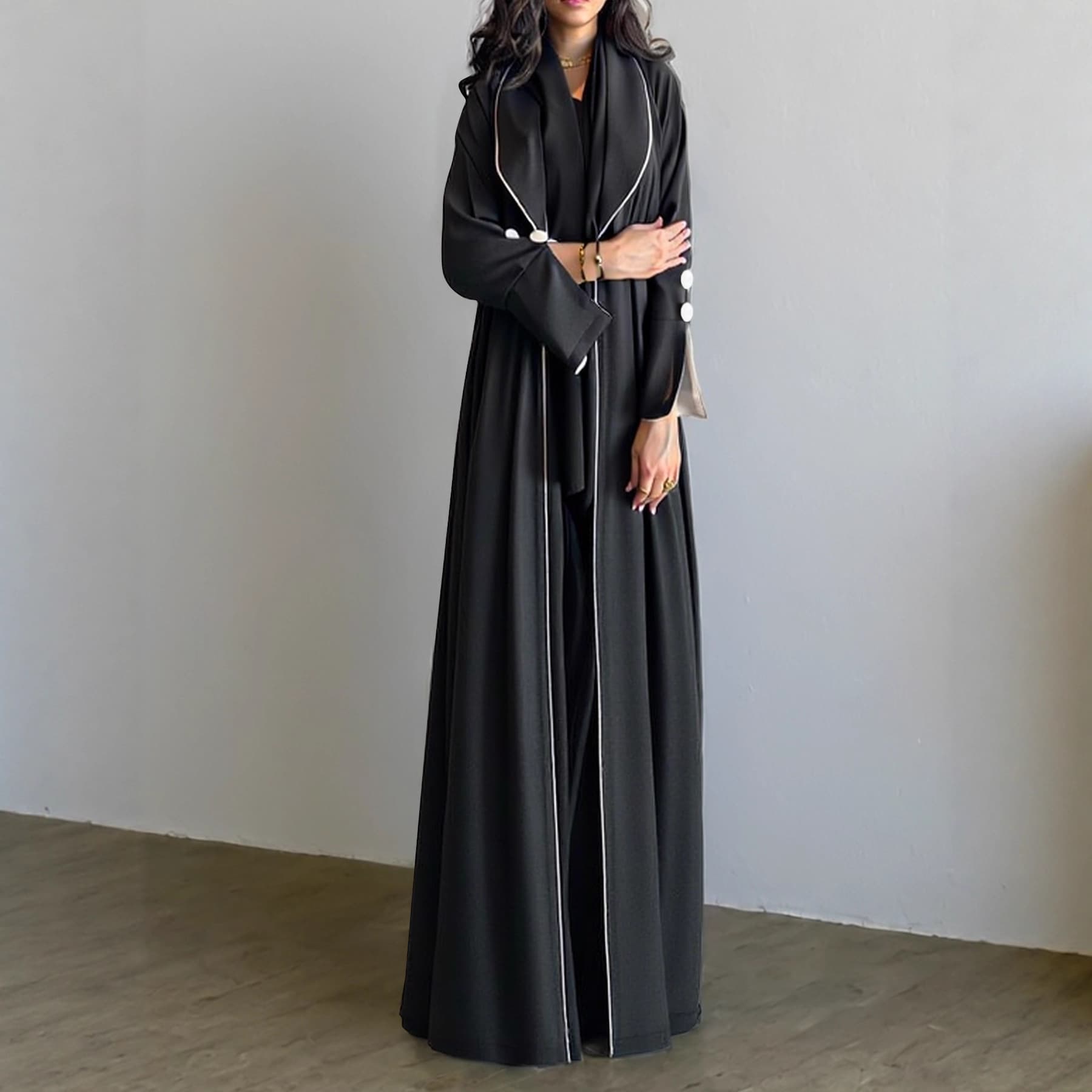 Amazon Cross-Border Bestselling Long Robe Long Sleeve Loose Long Patchwork Elegant Slimming Ethnic Style Dress