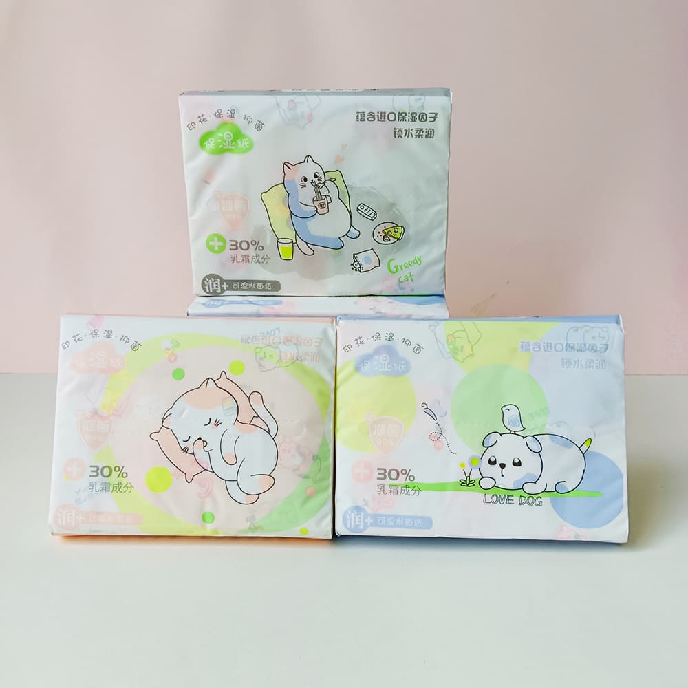 Baby Lotion Tissue Portable Pocket Tissue Newborn Children Moisturizing Lotion Tissue Small Pack Printed Soft Tissue