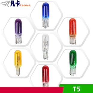 T5 Automotive Wedge Bulb Instrument Panel Brake Light Bulb Single Filament White Wedge Bulb 12V/24V Air Conditioning Indicator Light Multi-Color