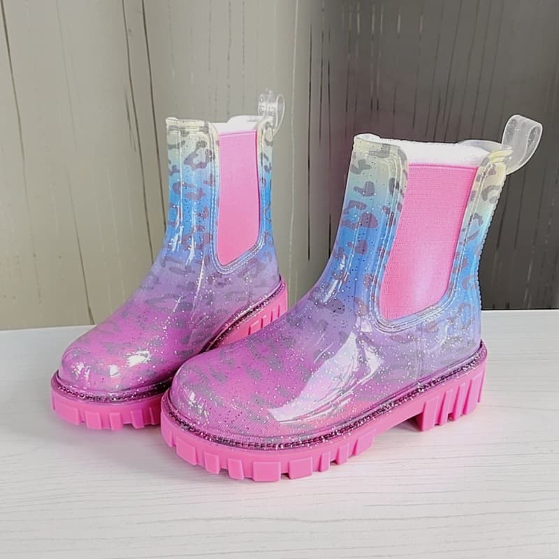 Women's Korean style rain boots, European and American style, fashionable, thick-soled, outdoor, water-resistant, non-slip, wear-resistant, high-heeled water shoes.