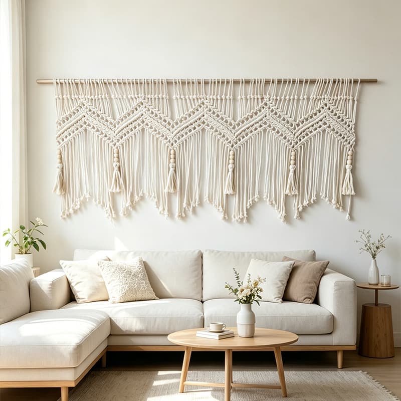 Bohemian Handwoven Tapestry Cotton Rope Tassel Wall Hanging for Bed and Breakfast Soft Decoration Sofa Background Wall Decor