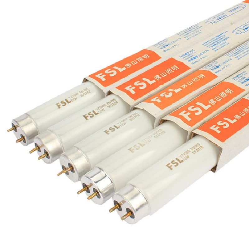 FSL Foshan Lighting T8 Fluorescent Tube Old Style Daylight Lamp Direct Starter 36W Double-End Three-Base Color 765 Matte