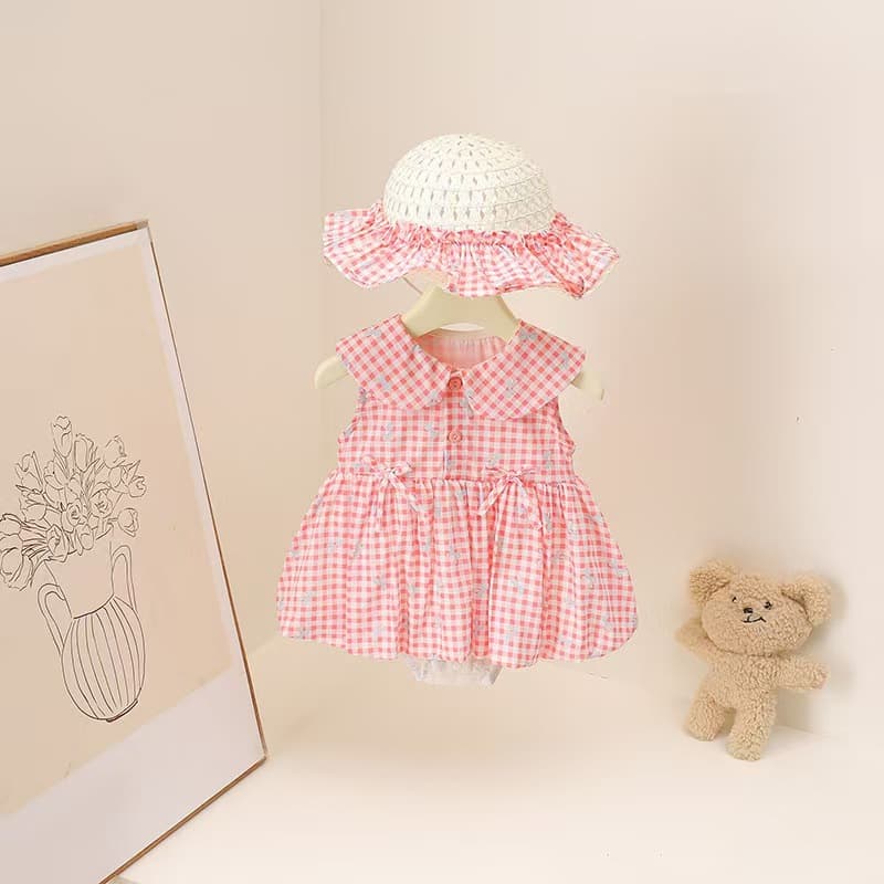 Baby spring girls summer skirt cute and sweet pure cotton baby girl thin travel sleeveless triangle crawl suit