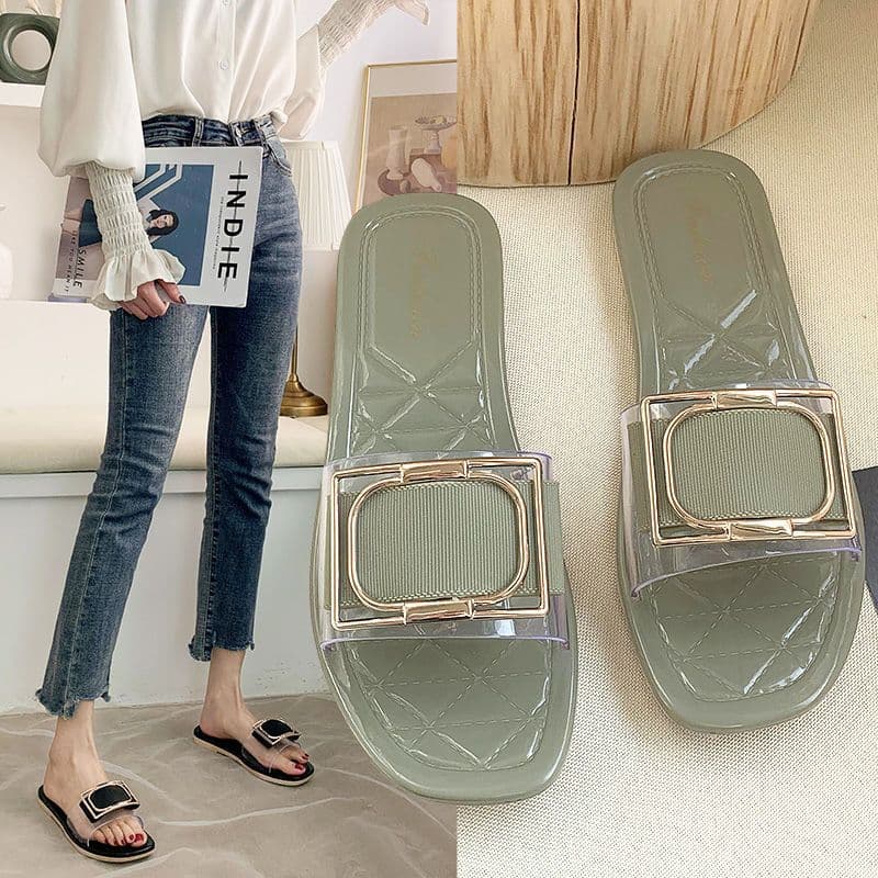 Fashion Korean style ins slippers for women in summer indoor and outdoor wear non-slip soft bottom travel seaside beach internet celebrity slippers for women