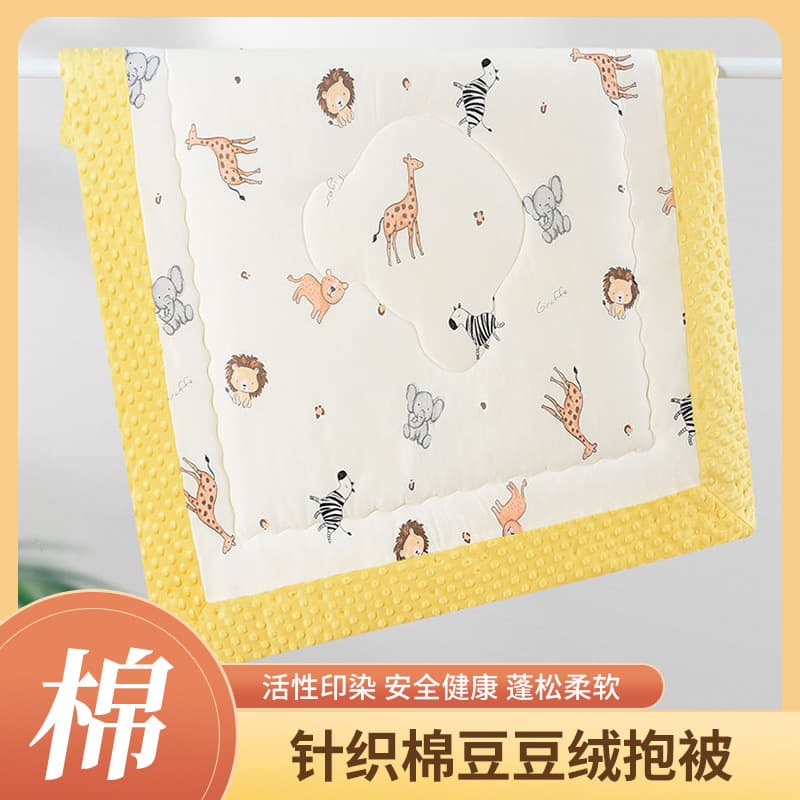 Baby Spring/Autumn Style Cover Blanket Thickened Warmth Soothing Blanket Cartoon Print All-season Newborn Plush Dot Blanket