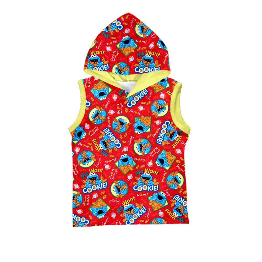 Cross-border wholesale custom summer children's sleeveless hooded sweatshirt with digital printing process