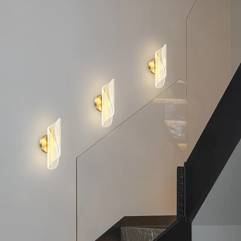 Acrylic wall lamp with flowing light for living room background wall decoration, corridor passage staircase light, bedroom bedside LED lighting