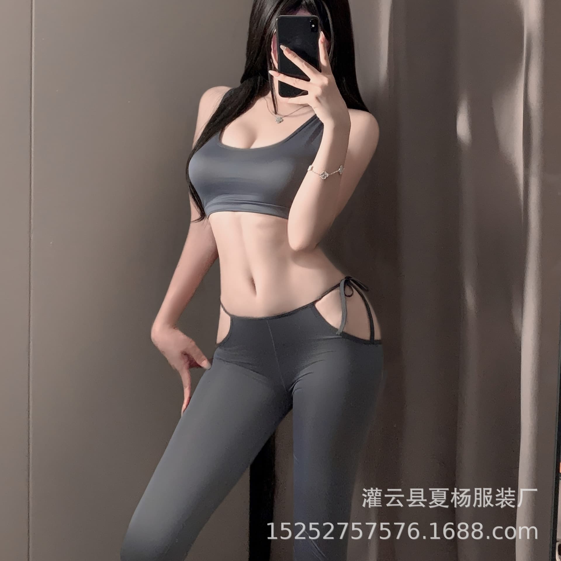 Sexy Lingerie Yoga Pants Shark Pants High-Waist Slim Fit Butt-Lifting Silky Lace-Up Ankle-Length Women's Pants