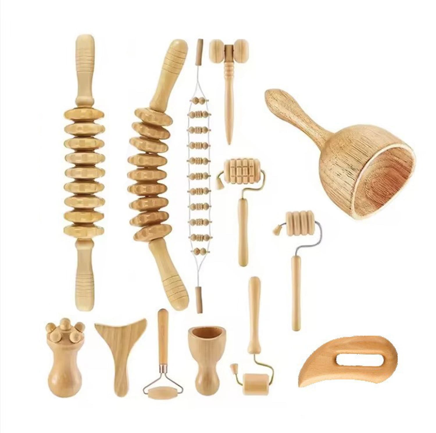Amazon Best-Selling Wooden Massage Tool Set with Gua Sha Board and Rolling Stick, Multiple Styles, Wooden Gua Sha Set