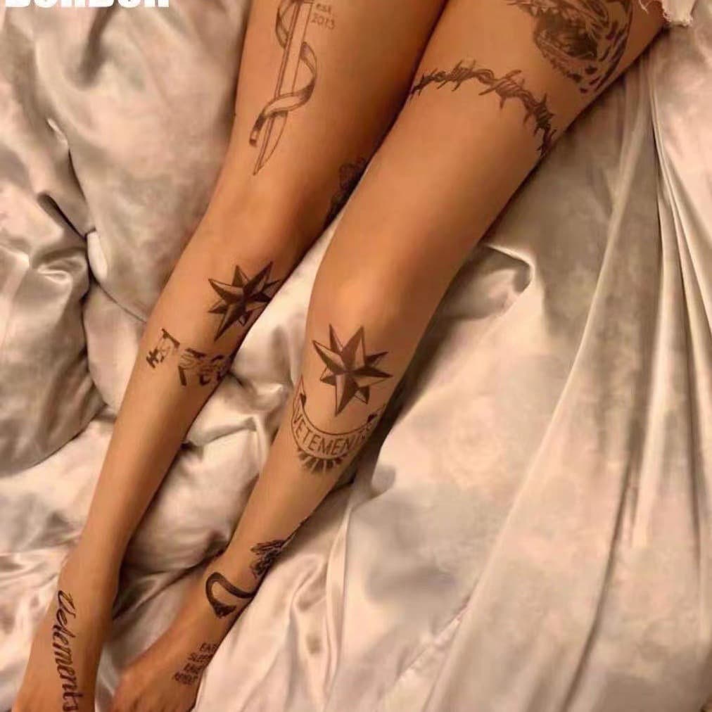 Early Autumn New Velvet Tattoo Socks Skin Tone Stockings Letter Stockings Boxed Printed Stockings Cuttable Fake Tattoo Silk