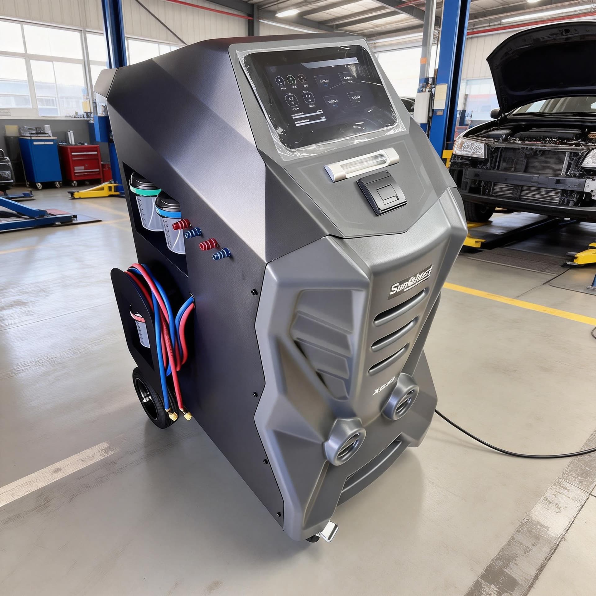 Wonderful X849 automotive air conditioning refrigerant recovery and filling machine dual system R134a/1234yf refrigerant recovery