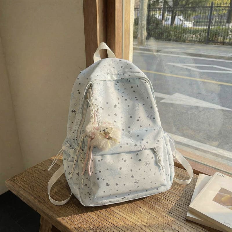 Star Backpack Large Capacity Cartoon Backpack Casual Travel Backpack Korean Version Middle School School Bag Simple and Versatile