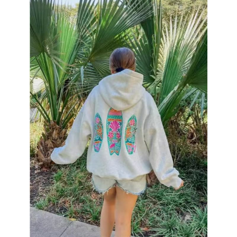 2025 Bestseller Export Amazon Fashion Hoodie Women's Drop Shoulder Sleeve Ribbed Hoodie Print
