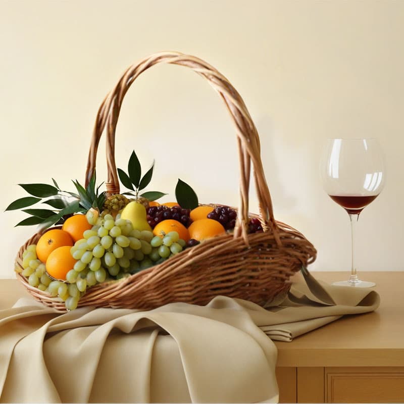 Wicker Rattan Handwoven Flower Basket, Vintage Fruit Picking Basket, Decorative Storage Basket